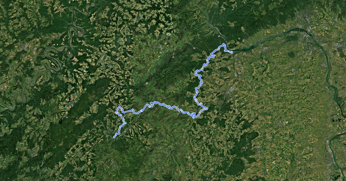 Маршрут Hildegard von Bingen Pilgerwanderweg на спутниковом снимке
