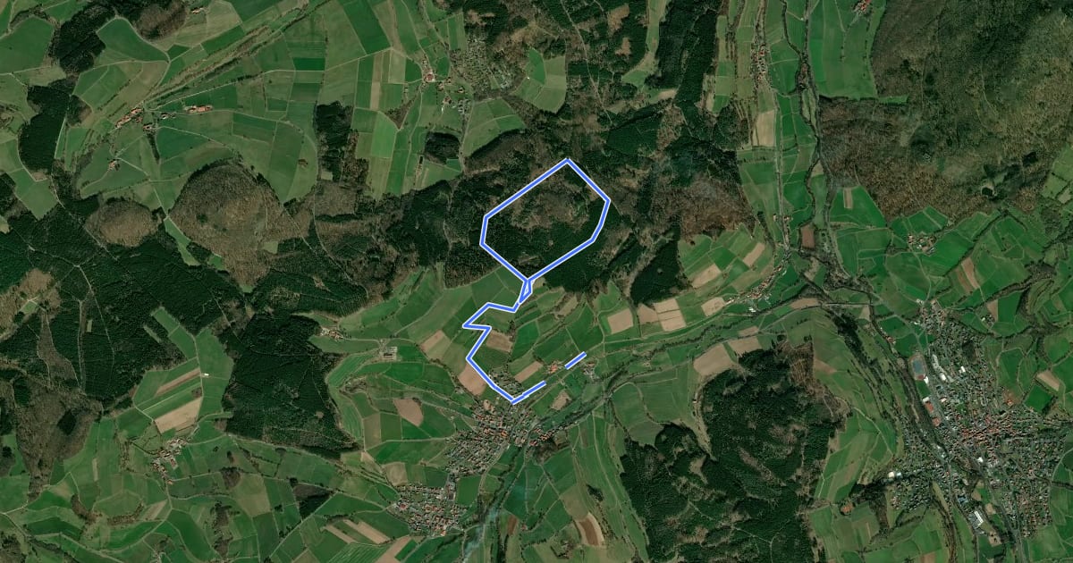 Маршрут Hilders Wanderweg 17 на спутниковом снимке