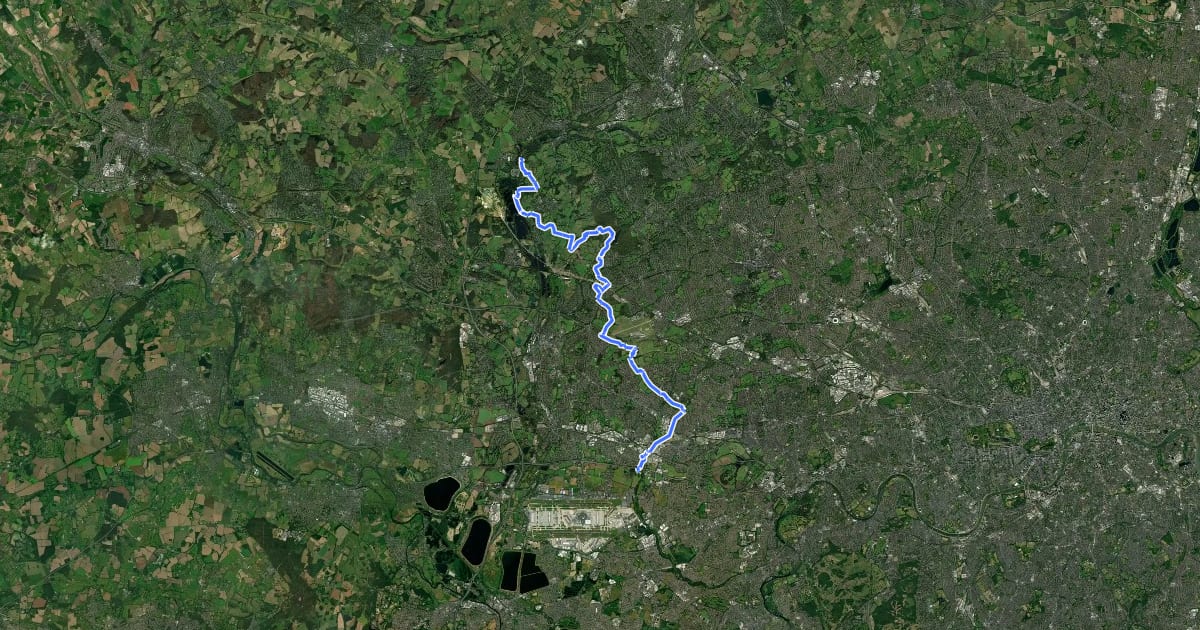 Маршрут Hillingdon Trail на спутниковом снимке