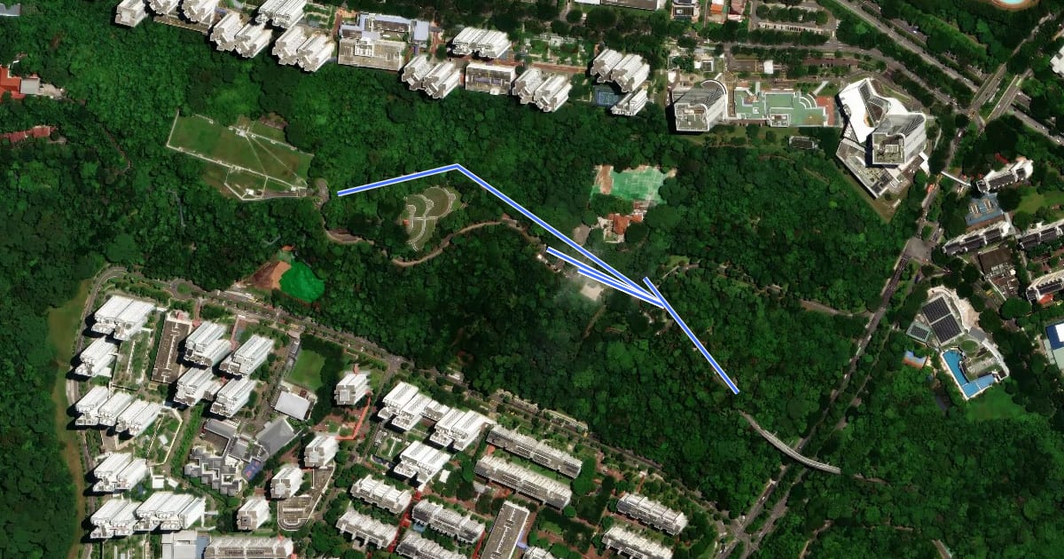 Маршрут Hilltop Walk на спутниковом снимке