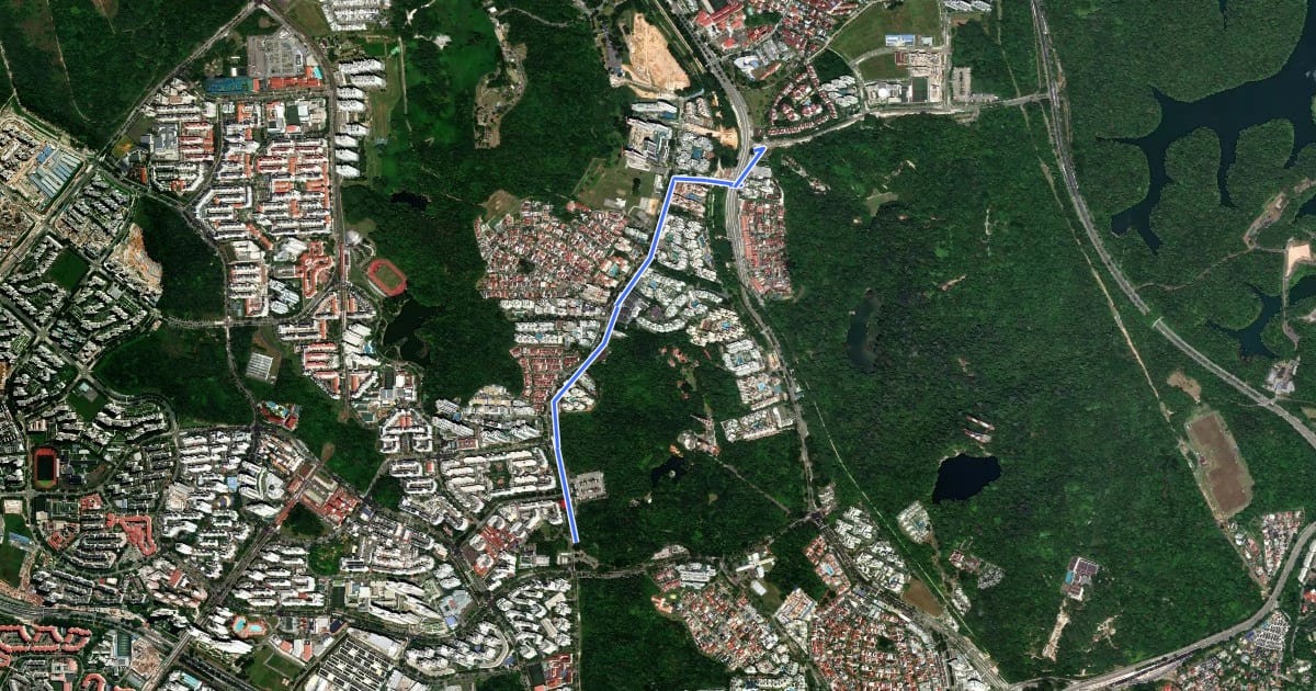 Маршрут Hillview Park Connector на спутниковом снимке