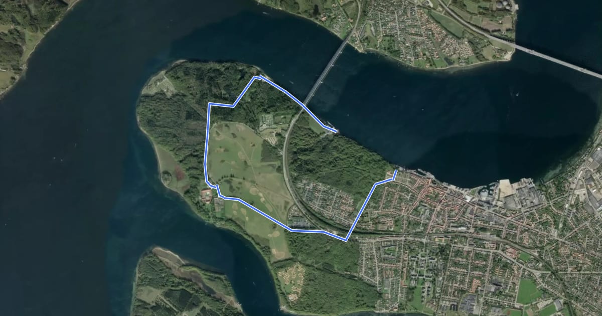 Маршрут Hindsgavl-halvøen на спутниковом снимке