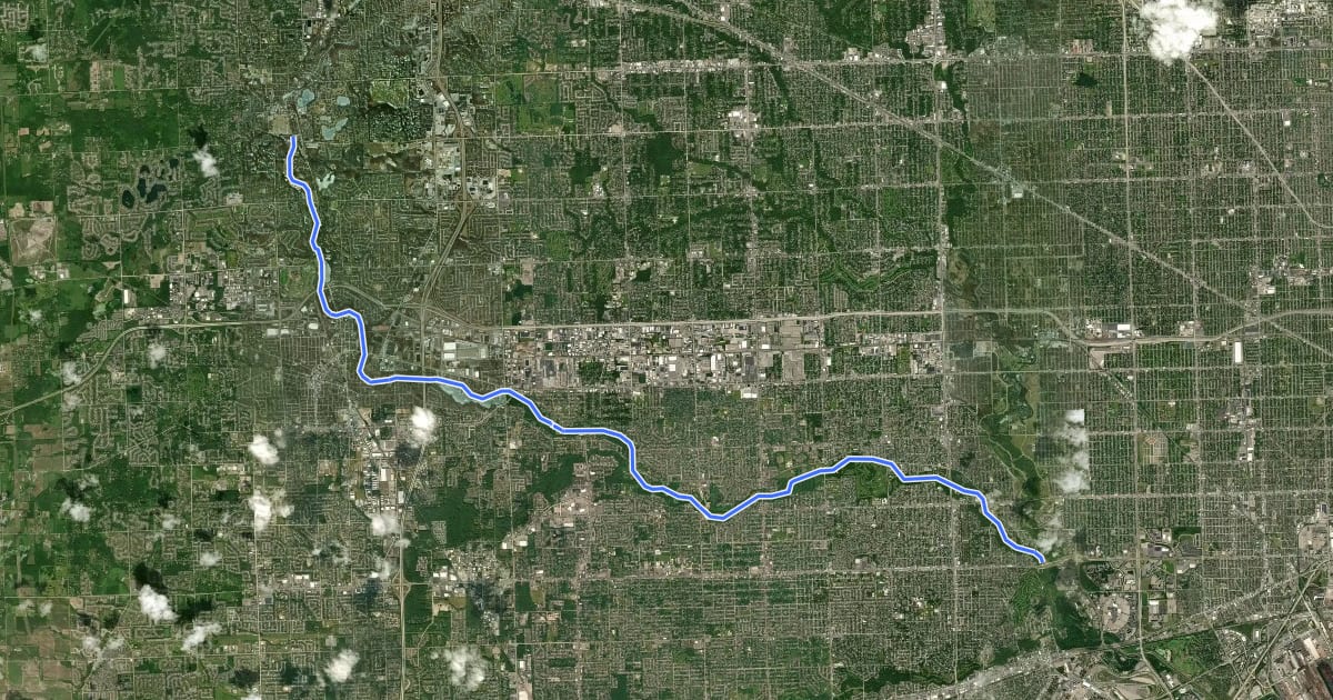 Маршрут Hines Park Trail на спутниковом снимке