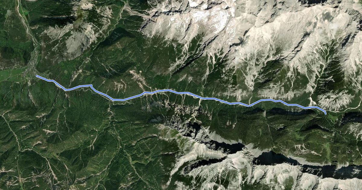 Маршрут Hinterautal - Kastenalm на спутниковом снимке