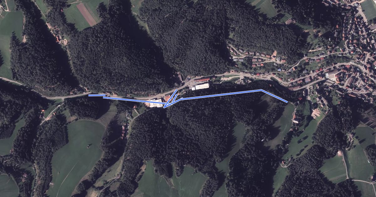 Маршрут Hinterbach Bei der Mühle - Hasenhof Kreuz на спутниковом снимке