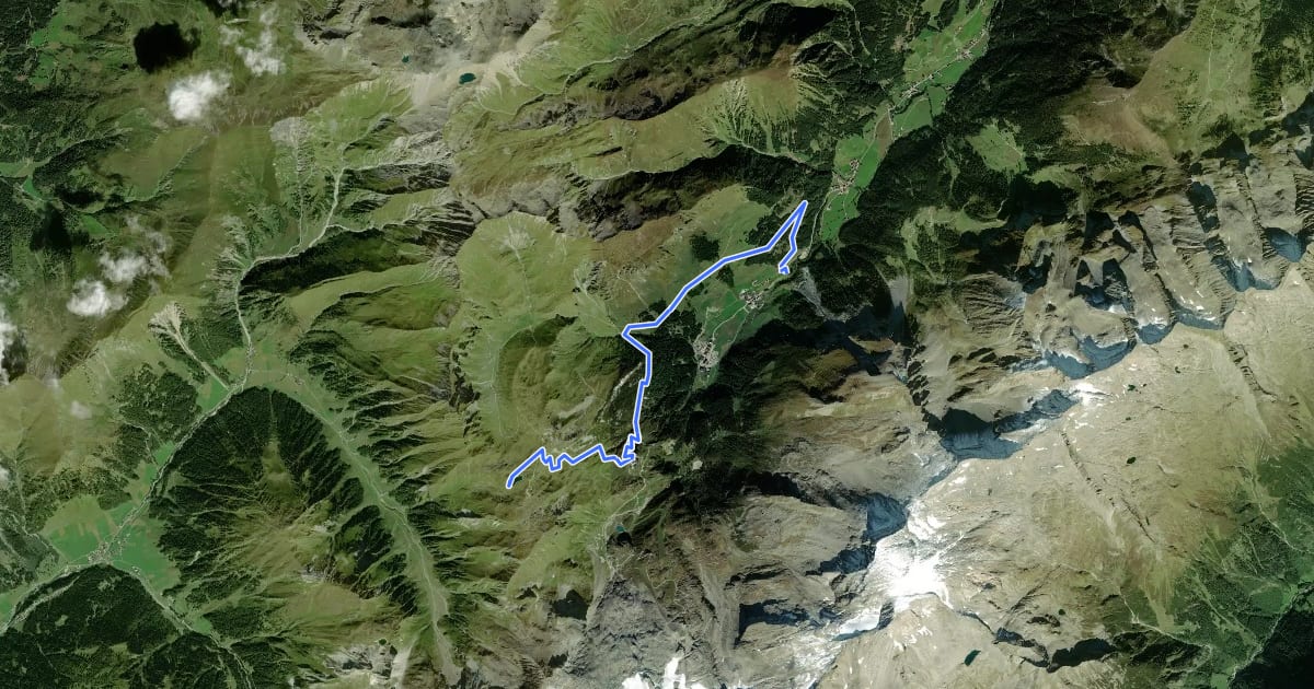 Маршрут Hintertux-Tuxerjoch на спутниковом снимке