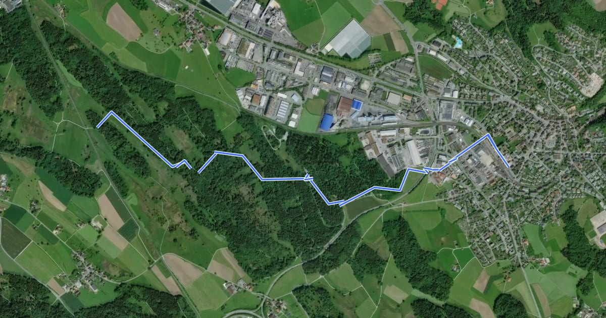 Маршрут Hinwil - Ambitzgiried на спутниковом снимке