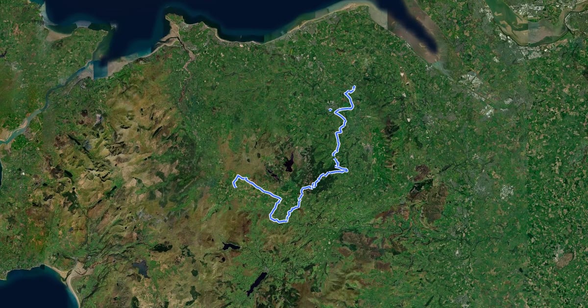 Маршрут Hiraethog Trail на спутниковом снимке