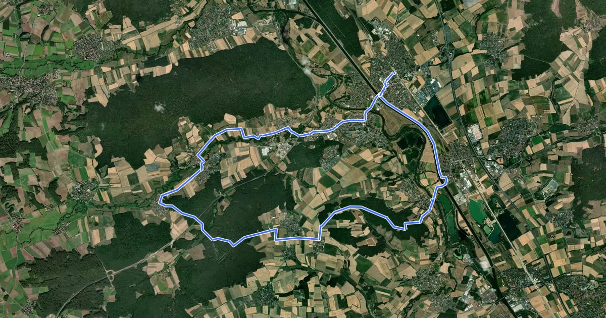 Маршрут Hirschaid Karpfenweg на спутниковом снимке
