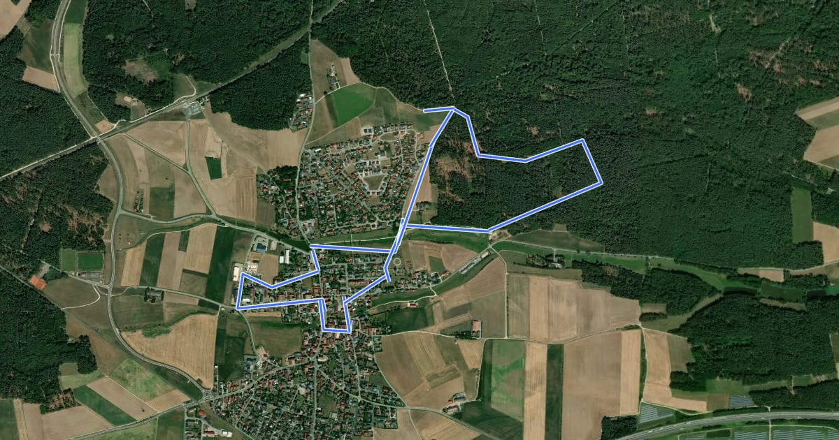 Маршрут Hirtenweg in Petersaurach на спутниковом снимке
