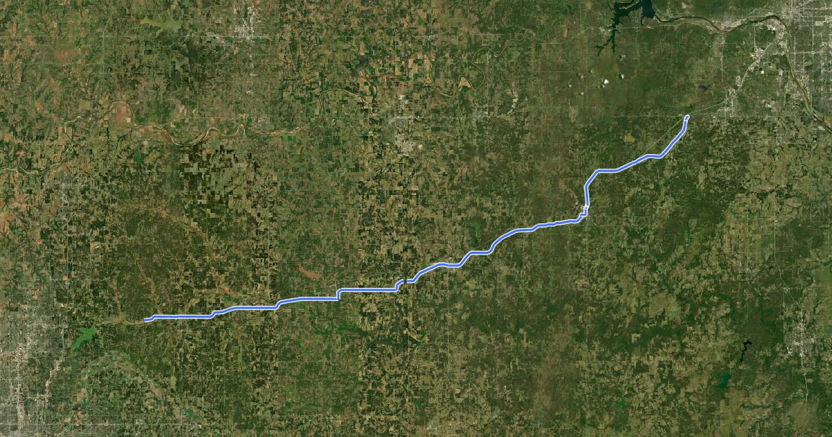 Маршрут Historic Route 66 Bike Trail на спутниковом снимке