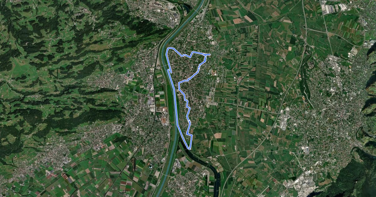Маршрут Historischer Radrundweg Lustenau на спутниковом снимке