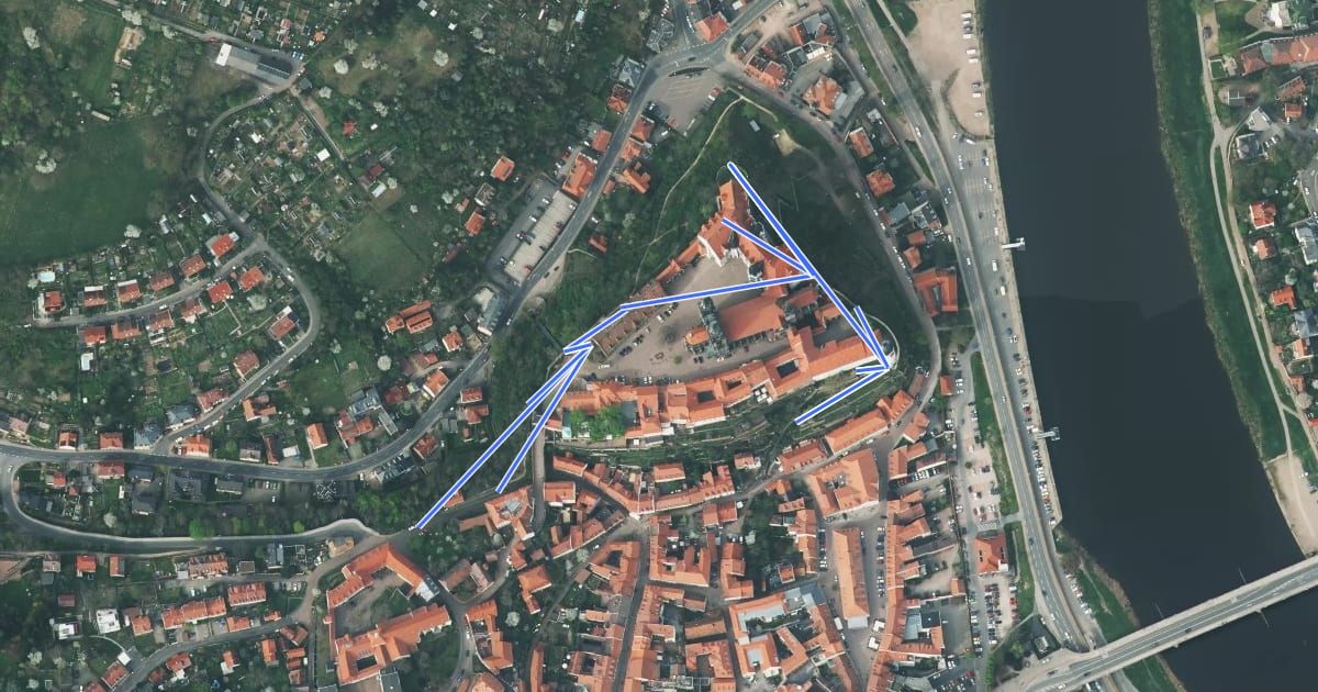 Маршрут Historischer Rundweg Albrechtsburg Meissen на спутниковом снимке