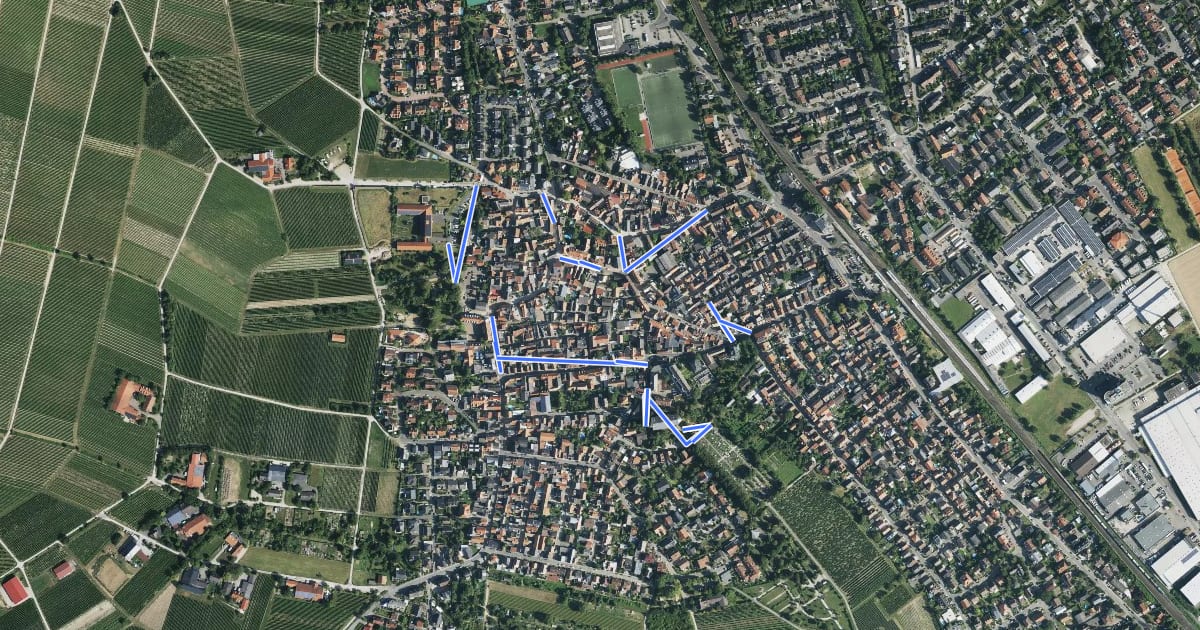 Маршрут Historischer Rundweg Bodenheim kurz на спутниковом снимке