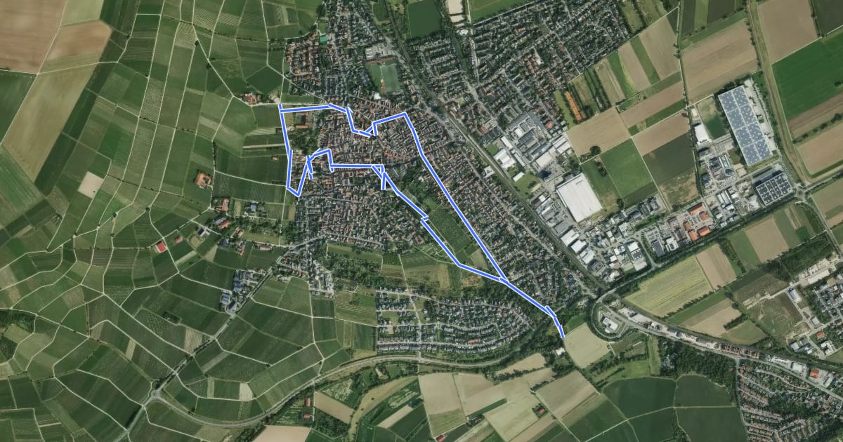 Маршрут Historischer Rundweg Bodenheim lang на спутниковом снимке