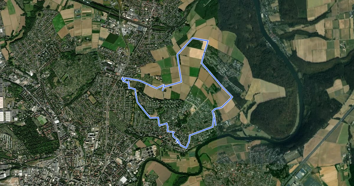 Маршрут Historischer Rundweg um und durch Wolfsanger на спутниковом снимке