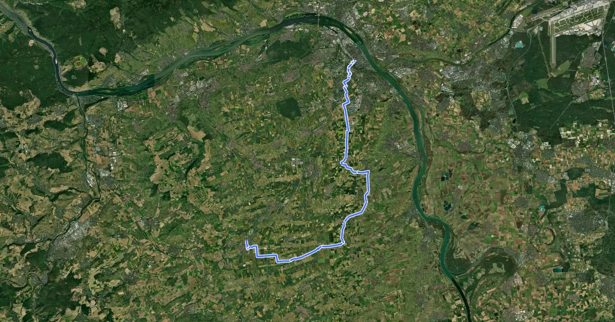 Маршрут Hiwwel-Route (Teilstrecke Mainz-Wörrstadt) на спутниковом снимке