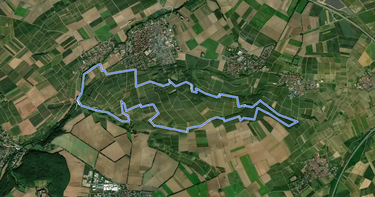 Маршрут Hiwweltour Aulheimer Tal на спутниковом снимке