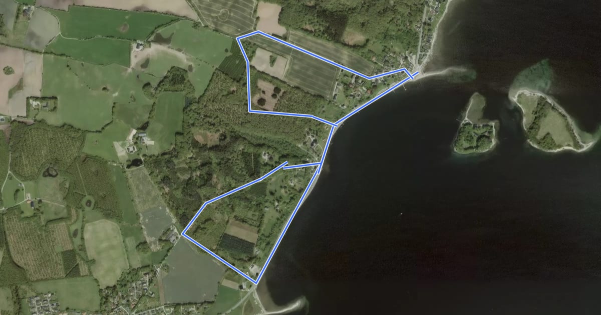 Маршрут Hjertestien, Sønderhav/Østerskov на спутниковом снимке