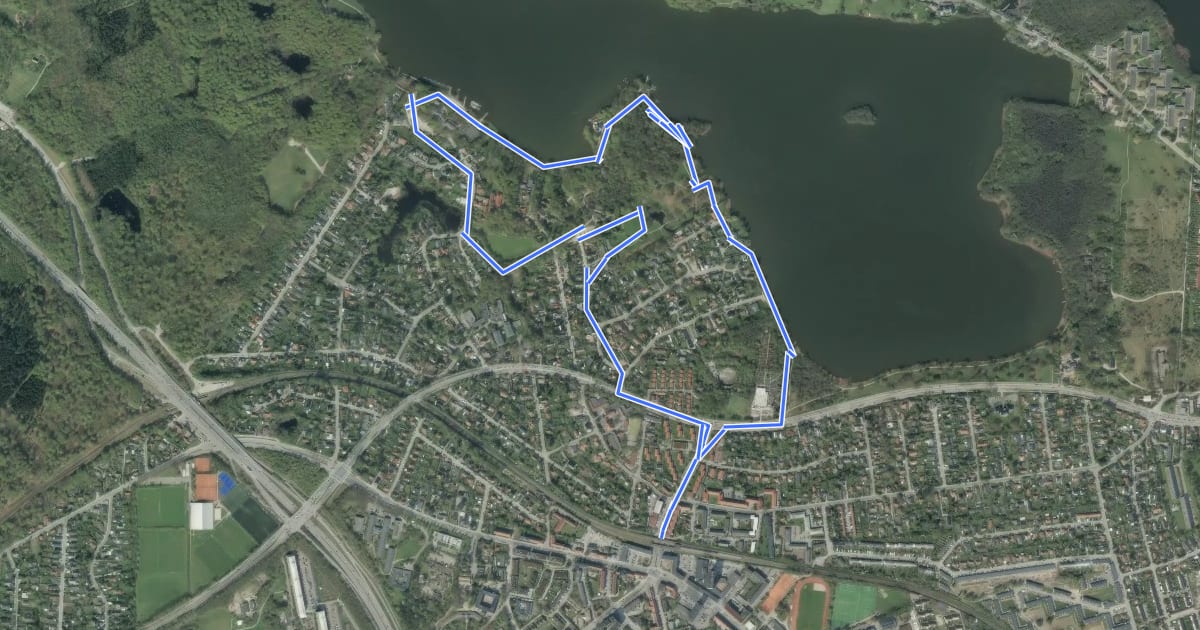 Маршрут Hjertestien ved Bagsværd Sø на спутниковом снимке