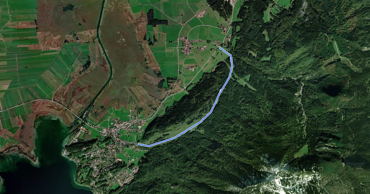 Маршрут HK43 Zur schönen Aussicht на спутниковом снимке
