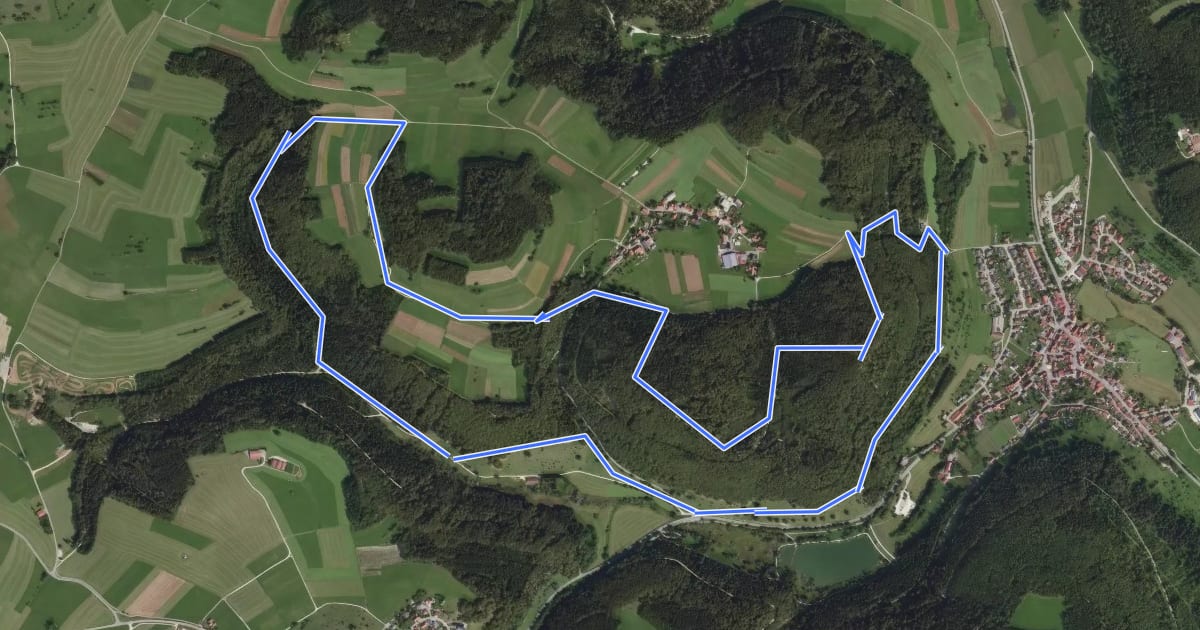 Маршрут Hochalbpfade "Felsquellweg Oberdigisheim" на спутниковом снимке