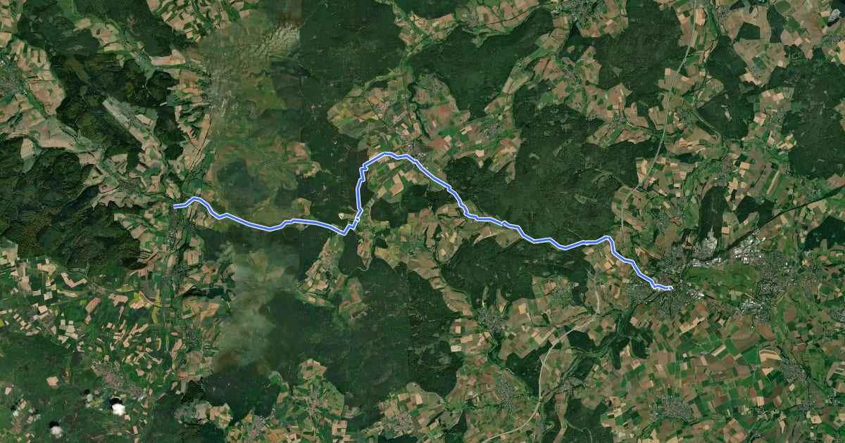 Маршрут Hochland-Radweg на спутниковом снимке