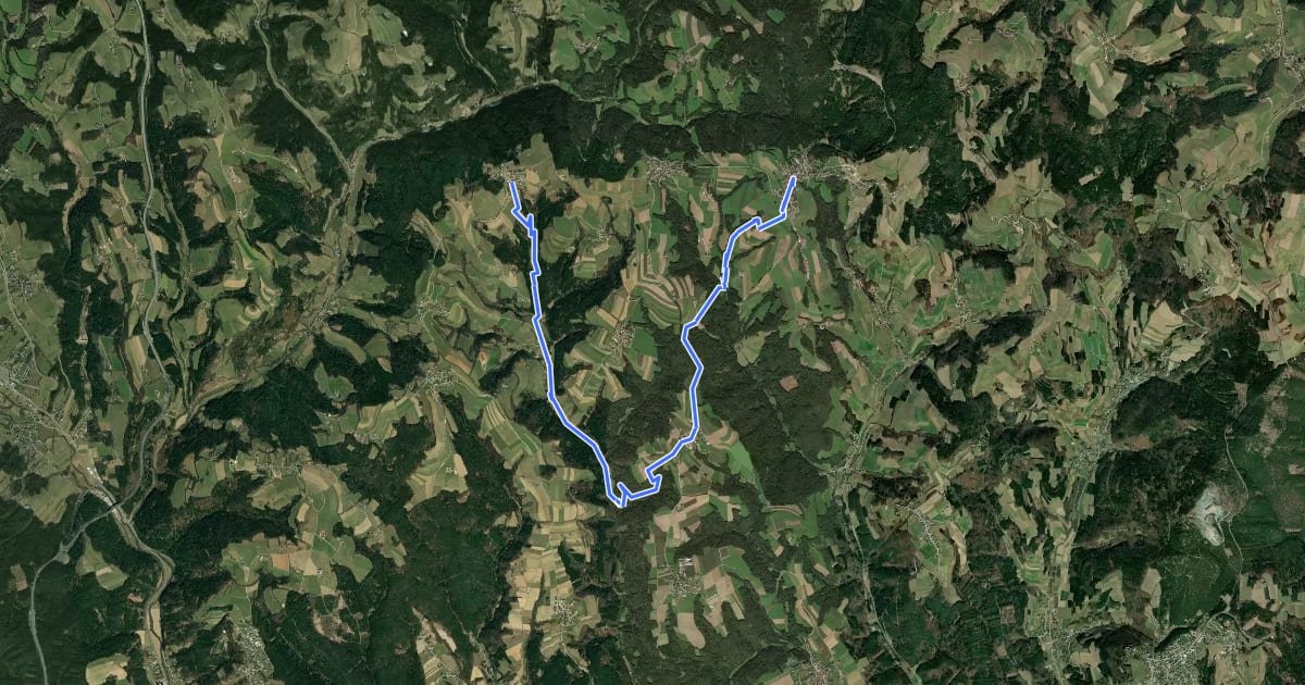 Маршрут Hochneukirchen - Ofenegg - Dreiländerstein - Ulrichsdorf - Gschaidt на спутниковом снимке