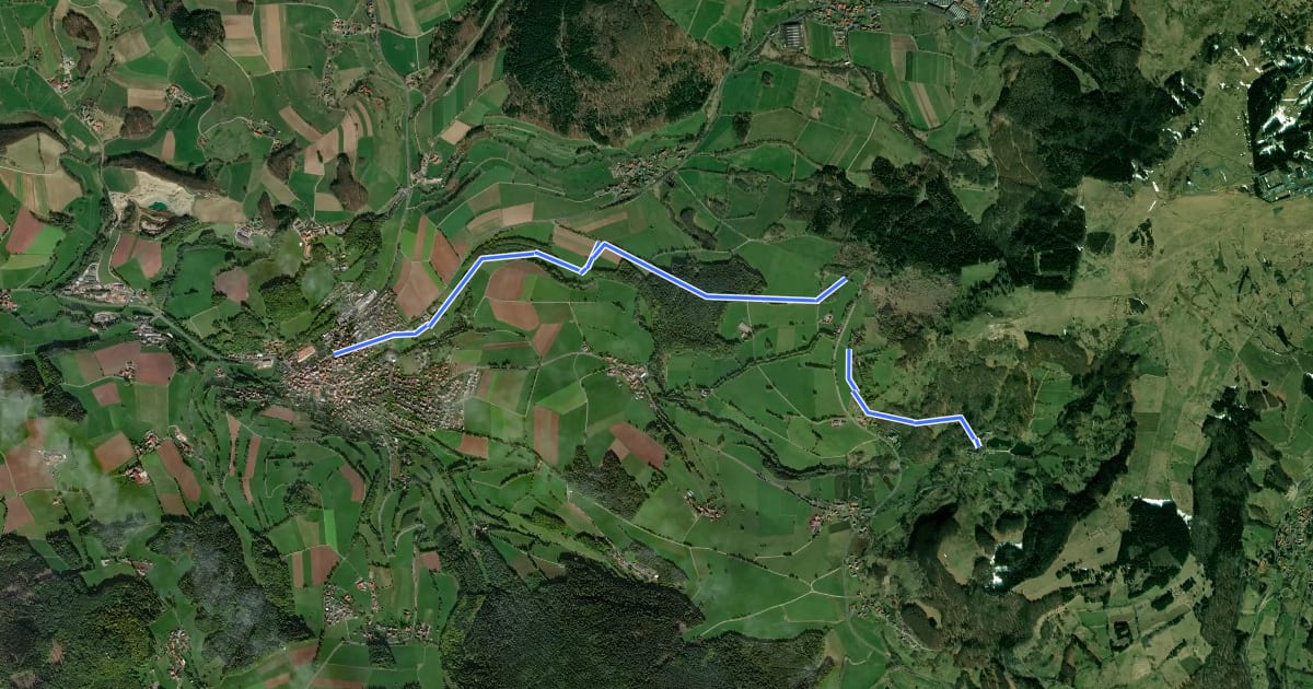 Маршрут Hochrhöner Zubringer Poppenhausen => Wasserkuppe на спутниковом снимке