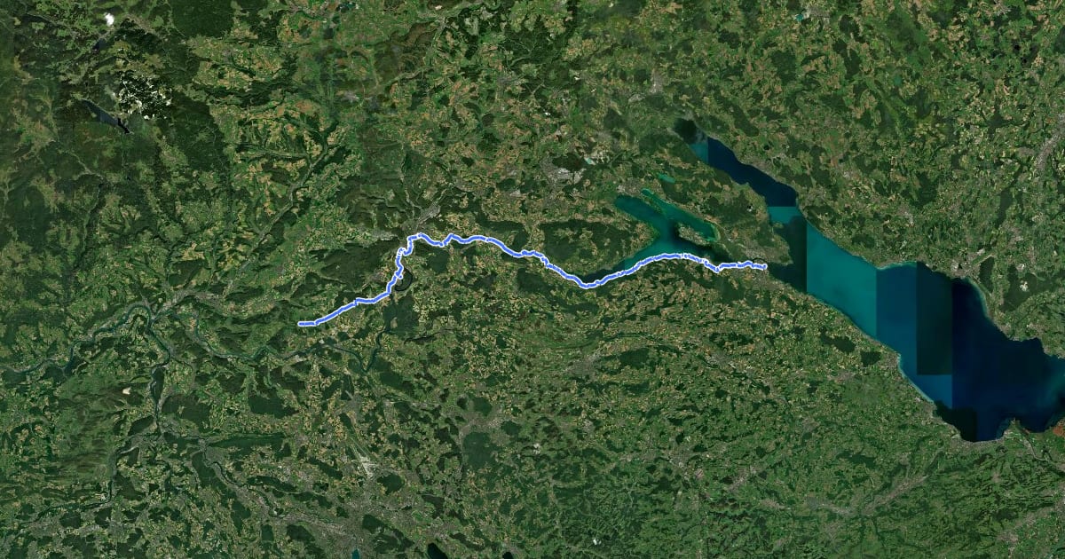 Маршрут Hochrhein Jakobsweg (1) на спутниковом снимке