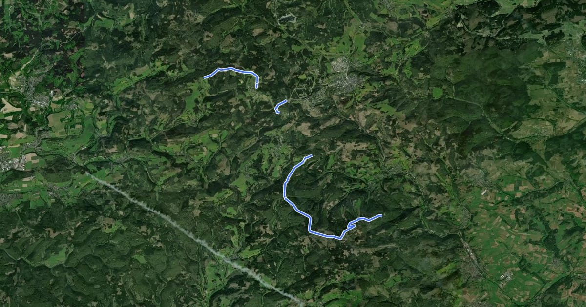 Маршрут Hochsauerland Kammweg на спутниковом снимке
