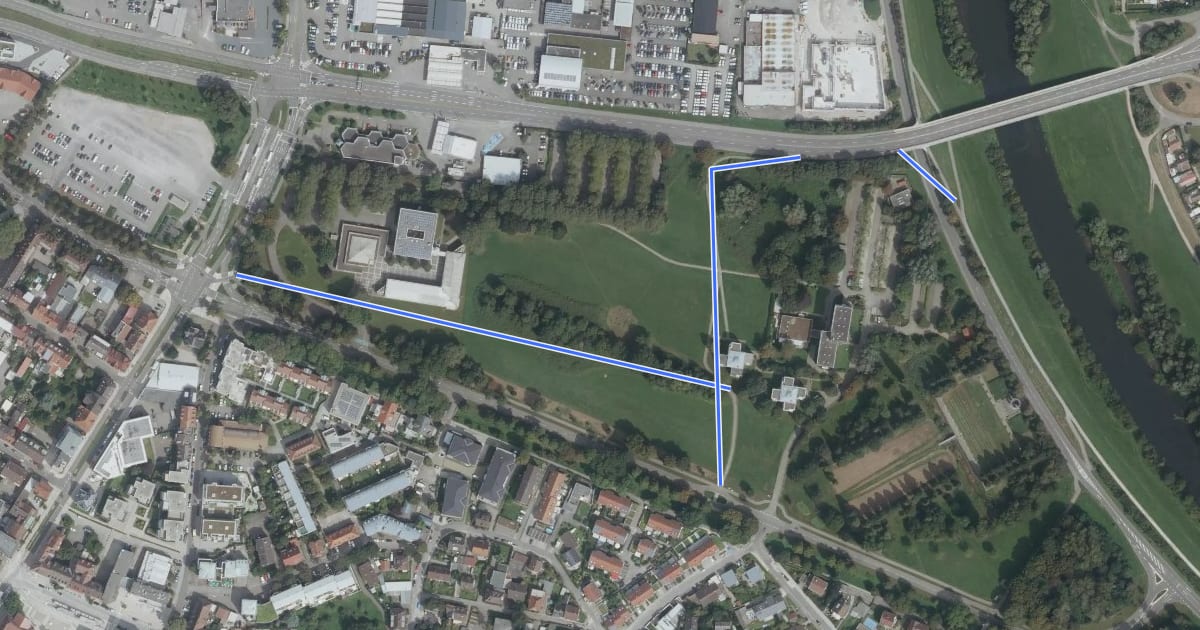 Маршрут Hochschule Kehl - Kinzigbrücke на спутниковом снимке