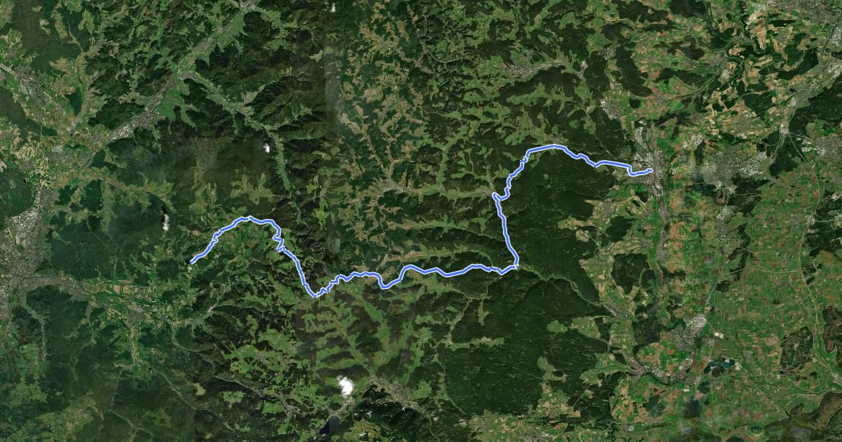 Маршрут Hochschwarzwald-Jakobusweg на спутниковом снимке