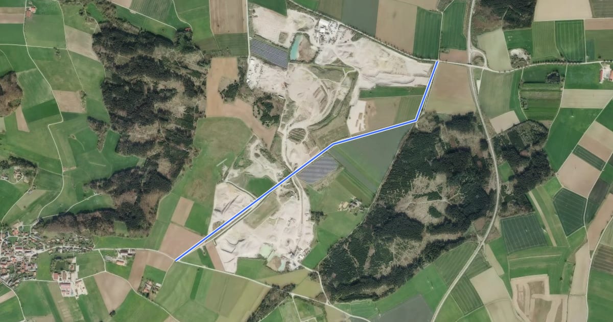 Маршрут Hochstadt - Unterbrunn на спутниковом снимке