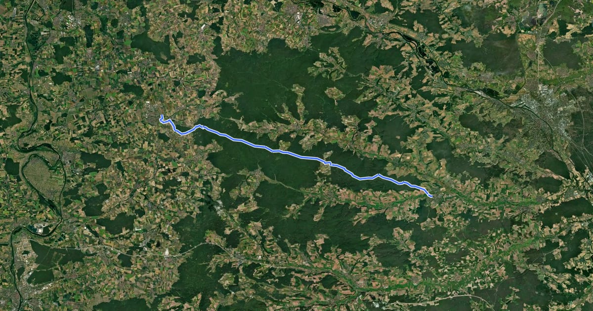 Маршрут Hochstraße Gerolzhofen - Burgebrach "Blauer Löffel" на спутниковом снимке