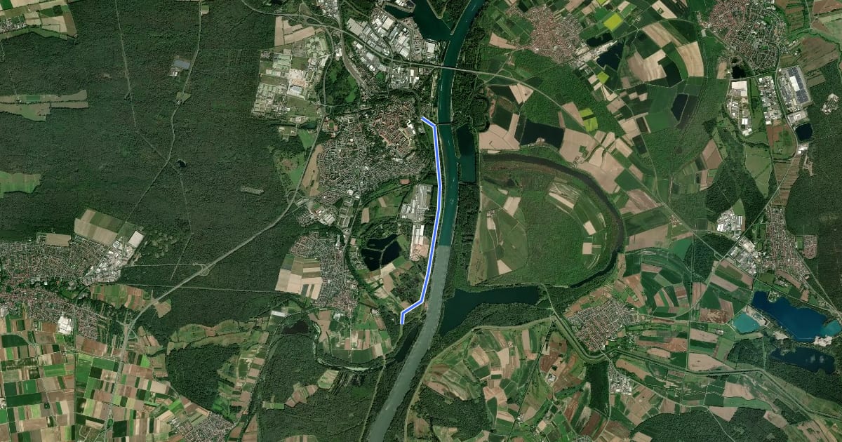 Маршрут Hochwasser-Umleitung südlich Germersheim (Leinpfad) на спутниковом снимке