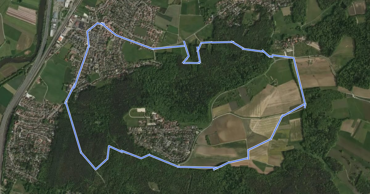 Маршрут Hochwasserweg на спутниковом снимке