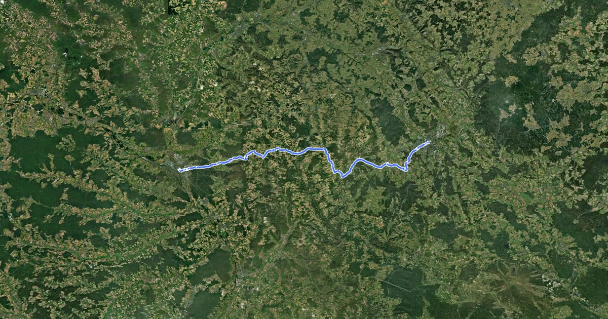 Маршрут Hochweg Fränkische Schweiz на спутниковом снимке