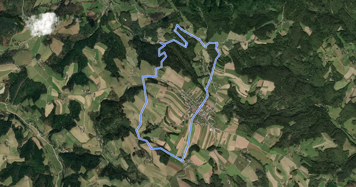 Маршрут Hochwolkersdorf - Karnthal - Rosenbrunn - Ghf Fernblick - Brenntföhren - Hochwolkersdorf на спутниковом снимке