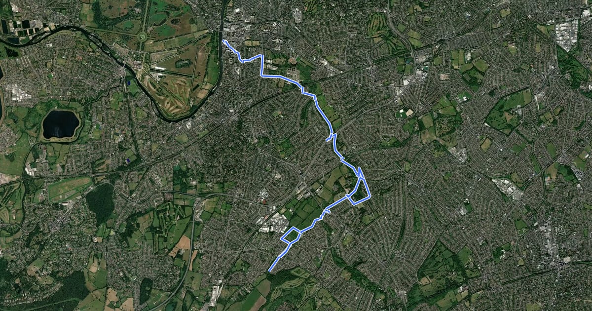Маршрут Hogsmill Valley Walk на спутниковом снимке