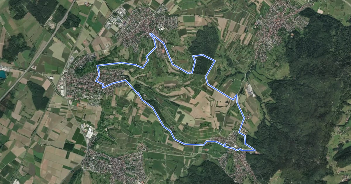 Маршрут Hohberger Kirchturmwanderweg на спутниковом снимке
