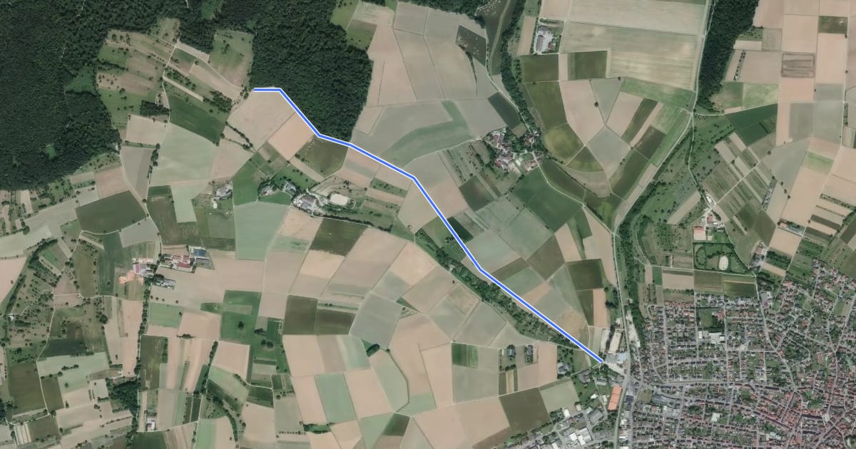 Маршрут Hohe Straße - Königsbach Reitplatz на спутниковом снимке