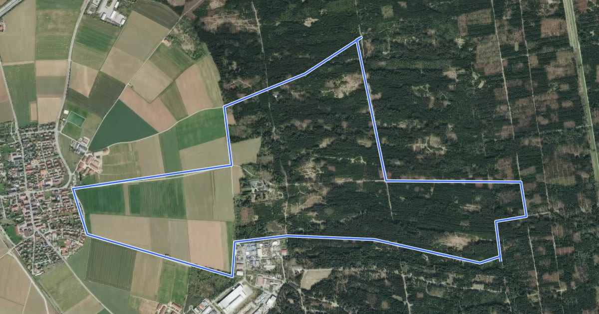 Маршрут Hohenbrunner Rundwanderweg Blau на спутниковом снимке