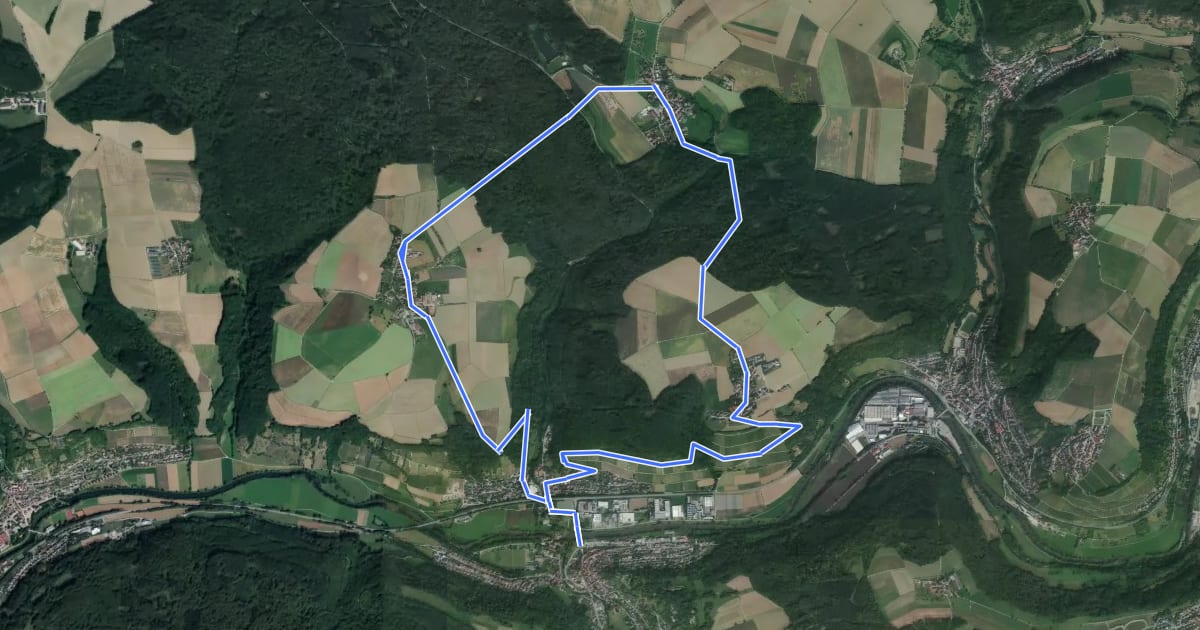 Маршрут Hohenloher Bauernlehrpfad на спутниковом снимке