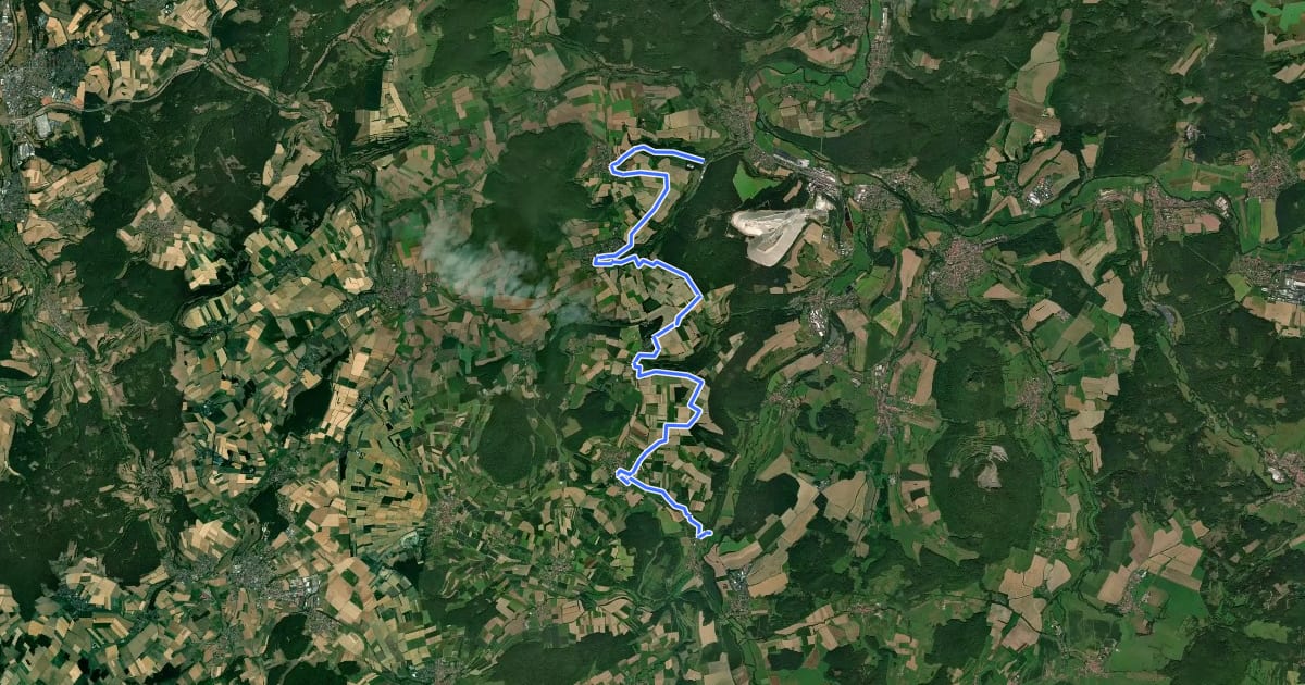 Маршрут Hohenroda Radweg на спутниковом снимке