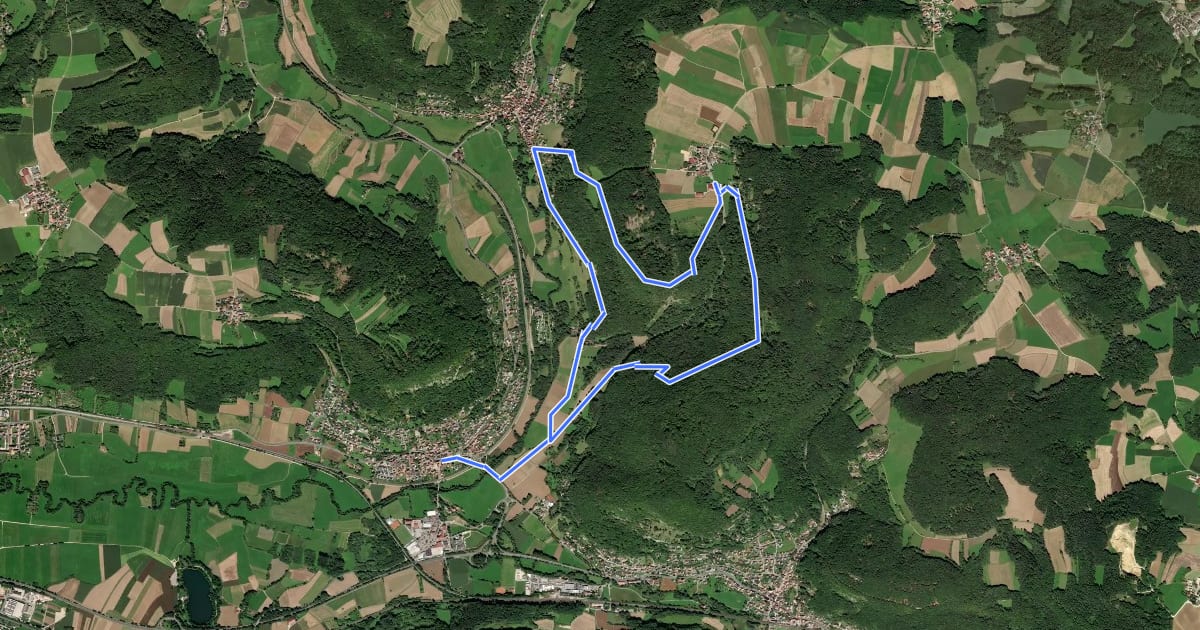 Маршрут Hohenstadt Rundweg 2 - Reh-Markierung на спутниковом снимке