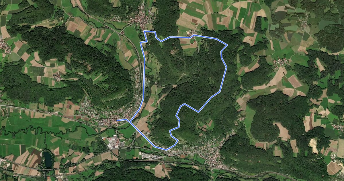Маршрут Hohenstadt Rundweg 5 - Eichhörnchen-Markierung на спутниковом снимке