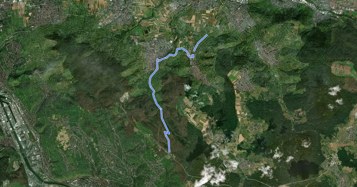 Маршрут Hohenzollern-Weg Abschnitt Großheppach - Esslingen на спутниковом снимке
