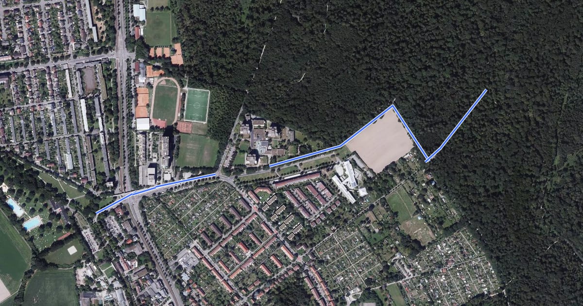 Маршрут Holderweg - Schloss Rüppurr, Freibad на спутниковом снимке