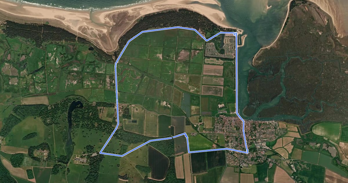 Маршрут Holkham Circular на спутниковом снимке